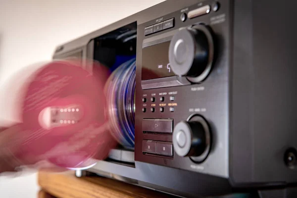 Music Player Deck Holding Multiple Disks — Stock Photo, Image