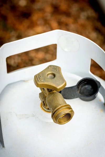 Threads Handle Mounted Top Propane Tank Used Bbq — Stock Photo, Image