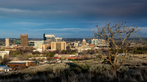 Erstes Morgenlicht Bemalt Die Kleine Stadt Boise Idaho Mit Licht — Stockfoto
