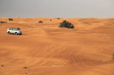 çölde uzak görünümünü suv araba park