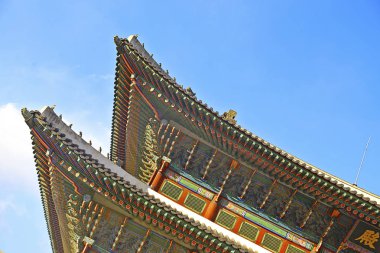 Seoul, Kore - 09 Şubat 2017: Gyeongbok Sarayı'nda Seoul City, Kore