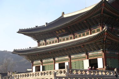 Seoul, Kore - 09 Şubat 2017: Gyeongbok Sarayı'nda Seoul City, Kore
