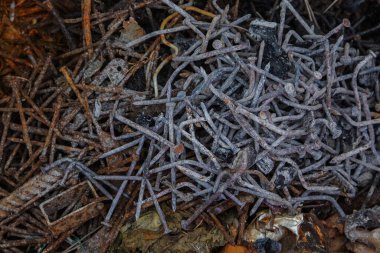 Paslı metal yığını eski üst görünüm