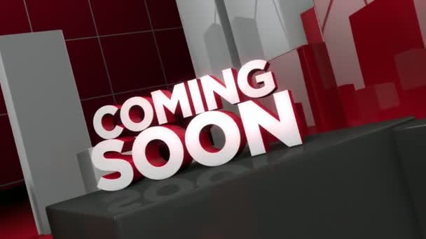 Już Wkrótce Animacji Słowa Coming Soon Środowisku Kostki Prostokątów — Wideo stockowe