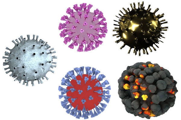 Coronavirus In White Background Covid-19 - Virology Concept - 3D Rendering