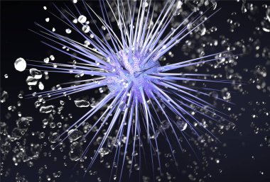 Gerçekçi Koronavirüs Su Damlalarında Arkaplan 19 - Viroloji Konsepti - 3D Hazırlama