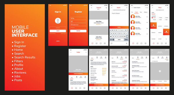 Современный пользовательский интерфейс, GUI дизайн вектора экрана для мобильного приложения с UX
.