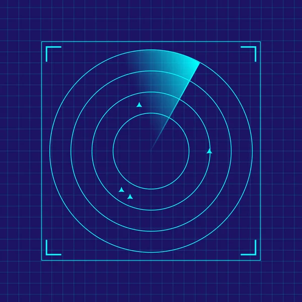 Digital Blue Screen Radar Template — Stock Vector