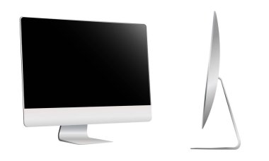 Vector modern computer monitor. Front and side view monitor screen. 