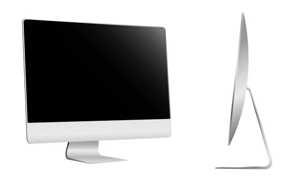 Monitor Computador Moderno Vetorial Tela Monitor Visão Frontal Lateral —  Vetores de Stock