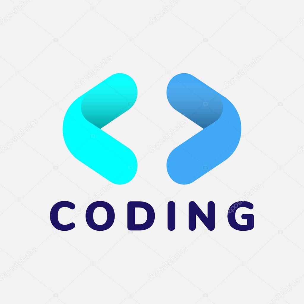 images Coding Logo design template gradient coding logo
