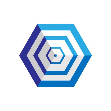 Vektör kübik logo tasarım elementi. Mavi kübik logo tasarımı.