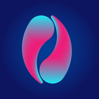 Mavi arkaplan ile soyut neon vektör nesnesi.