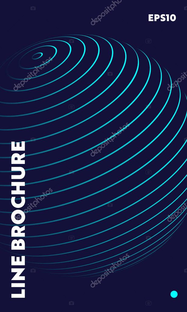 Line globe brochure template with navy blue background.