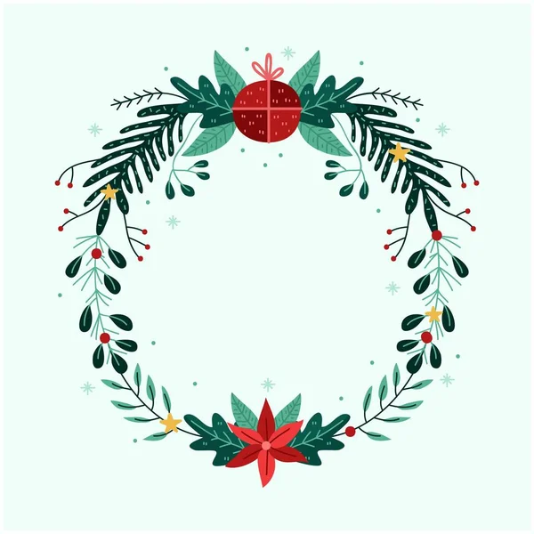 Vintage Merry Christmas Flowers and Wreath stock illustration Collection - happy Merry Christmas wreath with red ribbon and bow - Merry Christmas holly berry wreath
