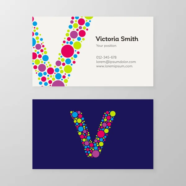 Modern letter V circle Business card template — Stock Vector