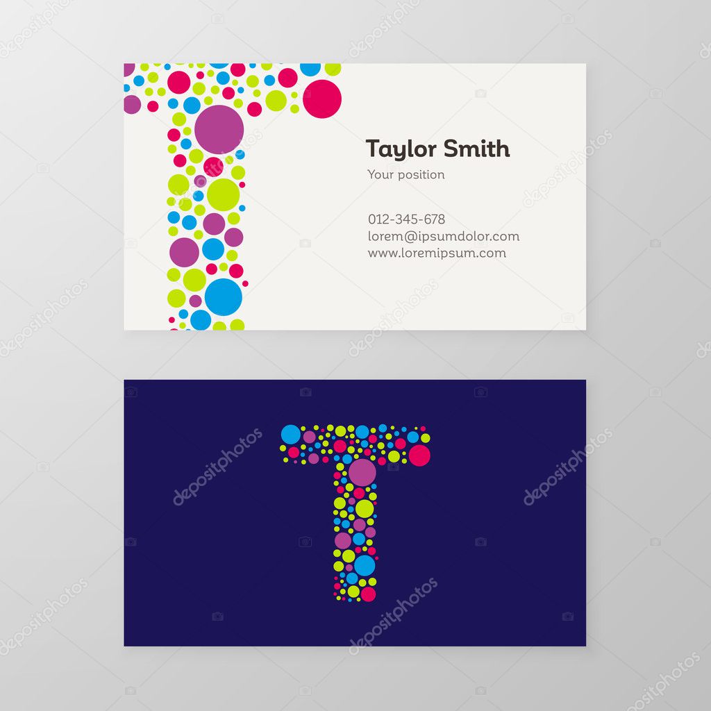 Modern letter T circle Business card template