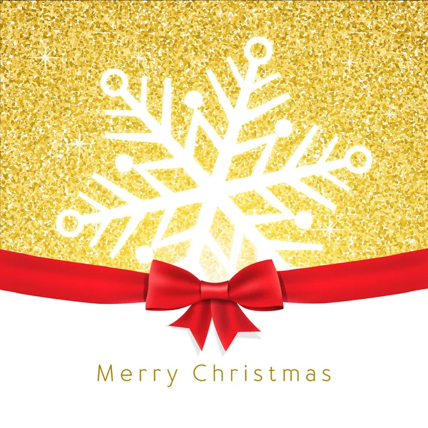 Carte de vœux vectoriel de Noël. Flocon de neige sur paillettes d'or . — Image vectorielle