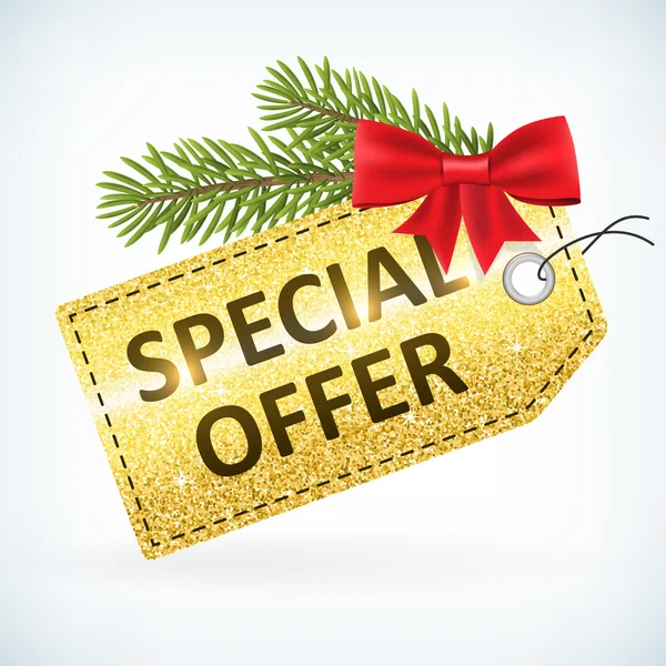 Christmas golden glitter special offer business sale label — Stock vektor