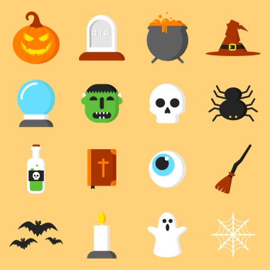 Cadılar Bayramı düz renk simgeleri