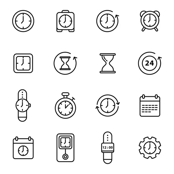 Tiempo relacionado Vector Line Iconos — Vector de stock