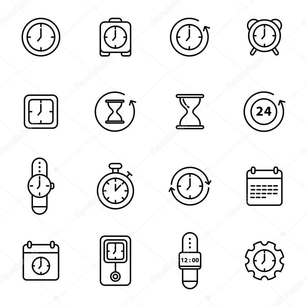 Time Related Vector Line Icons