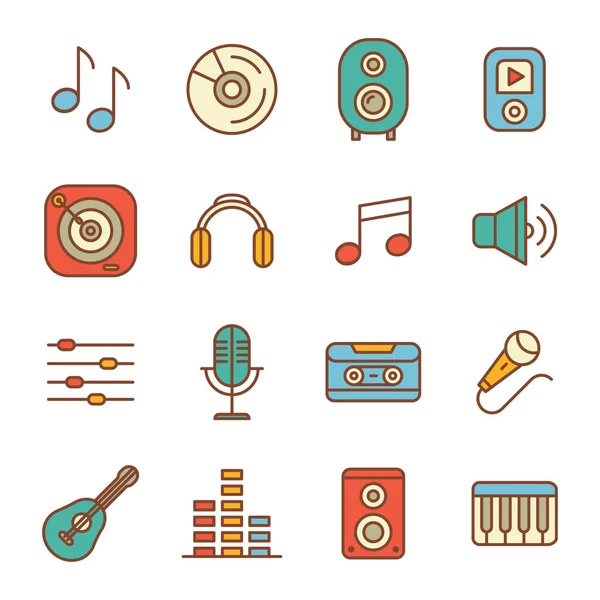 Iconos de música y sonido — Vector de stock