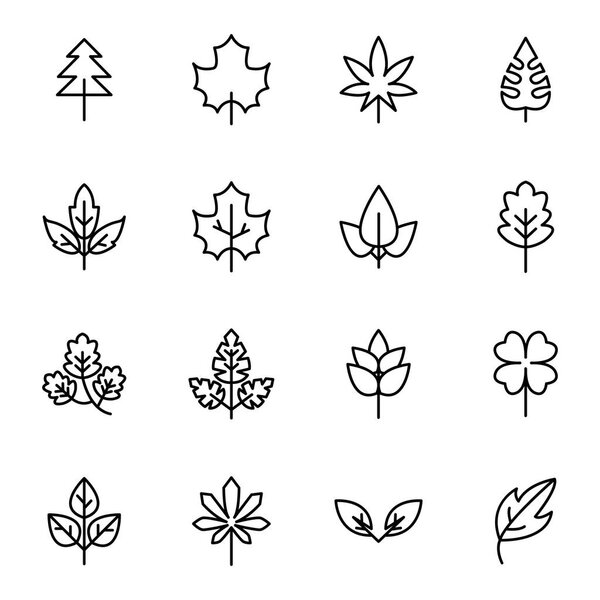 Leaf vector line icons