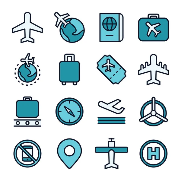 Ikone des Luftfahrt- und Flugreisekonzepts — Stockvektor