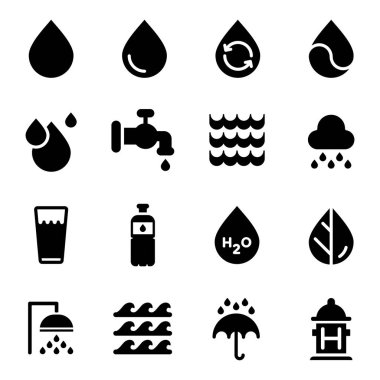 Beyaz arka plan üzerinde vektör su Icons set