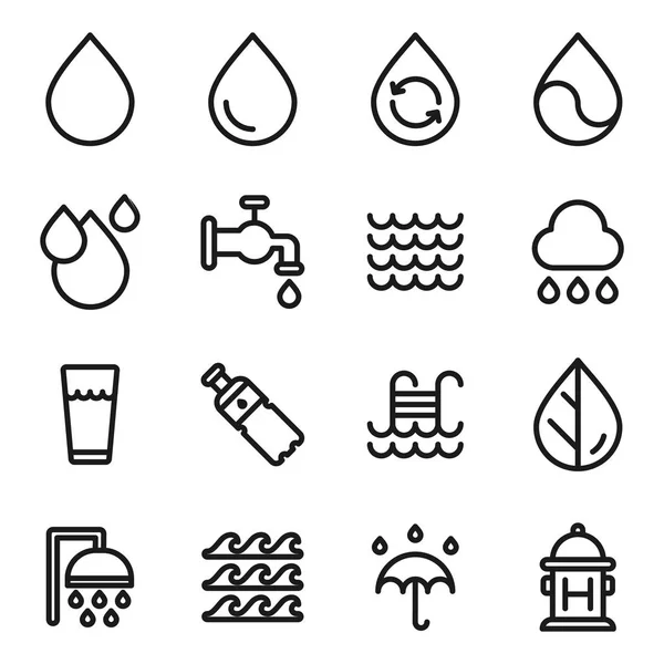 Vector water icons set on white background — Stock Vector