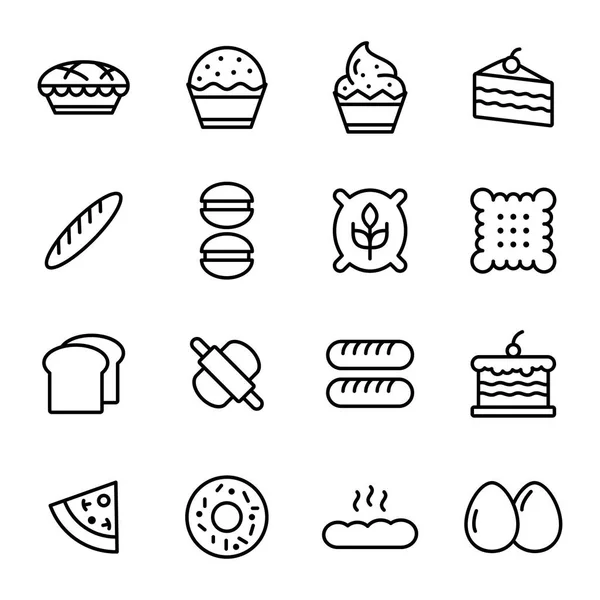 Juego de iconos de panadería — Vector de stock