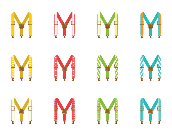 A set of men's suspenders. Suspenders vector illustration