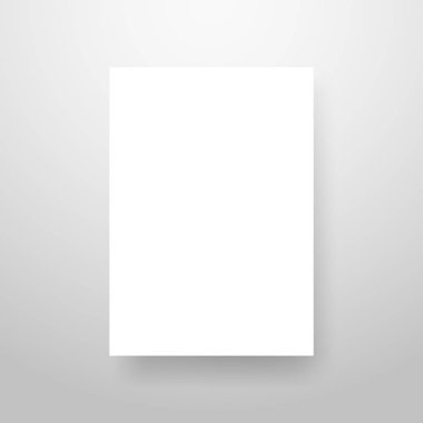Mock-Up gerçekçi beyaz Poster asılı. Boş beyaz vektör Poster şablonu.