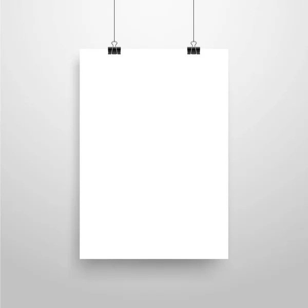 Mock Realistic White Poster Hanging Plantilla Vacía Del Cartel Del — Vector de stock