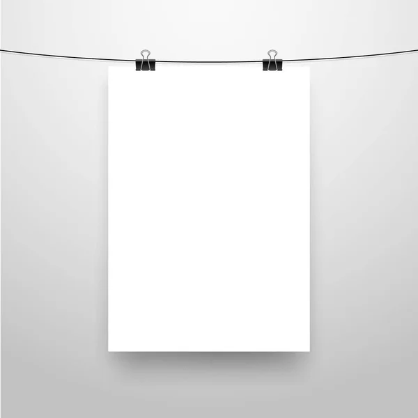 Mock Realistische Witte Poster Ophangen Lege Witte Vector Poster Sjabloon — Stockvector