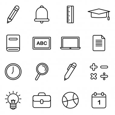 Okul ve eğitim simgeleri ile ilgili. 16 okul ve eğitim vektör simgeleri