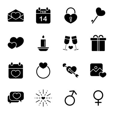 Sevgililer Icon set. Mutlu Sevgililer günü kutsal kişilerin resmi içinde beyaz arka plan ile ilgili