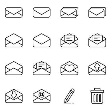 E-posta ve mesaj için simge kümesi. Posta basit bir set simgeler toplama ile ilgili