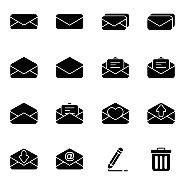Conjunto Iconos Para Correo Electrónico Mensaje Conjunto Simple Colección Iconos — Vector de stock