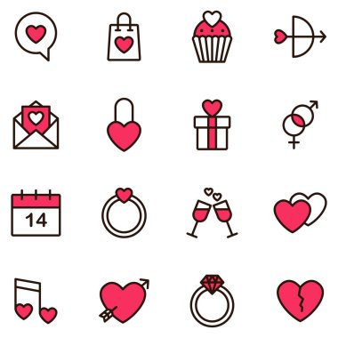 Sevgililer Icon set. Mutlu Sevgililer günü kutsal kişilerin resmi içinde beyaz arka plan ile ilgili