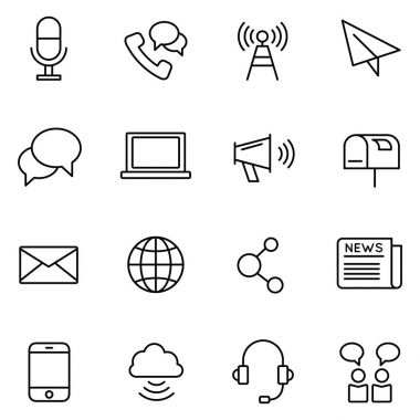 İletişim vektör simgeler. Web ve mobil kullanıcı arabirimi kullanmak için evrensel iletişim simgesi.