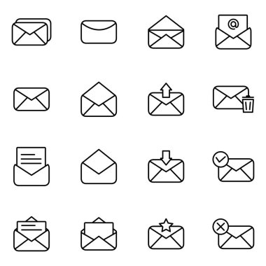 E-posta ve mesaj için simge kümesi. Posta basit bir set simgeler toplama ile ilgili