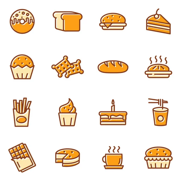 Cake Bakery Icon Set Contains Icons Pancake Ice Cream Bowl — Stock Vector