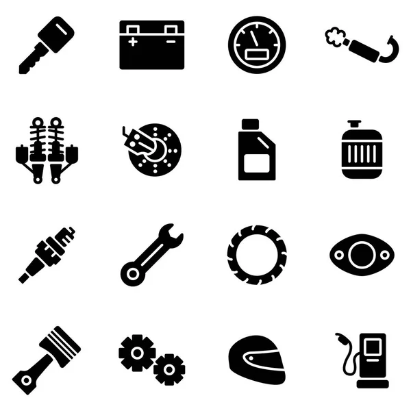 Motorcycle Parts Vector Icons Details Attributes Riding Motorcycle — Stock Vector