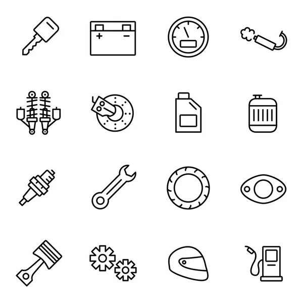 Motorcycle Parts Vector Icons Details Attributes Riding Motorcycle — Stock Vector