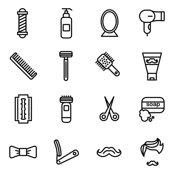 Barber Shop Scheren Shop Vector Iconen Kapper Hulpmiddelen Benodigdheden Apparatuur — Stockvector