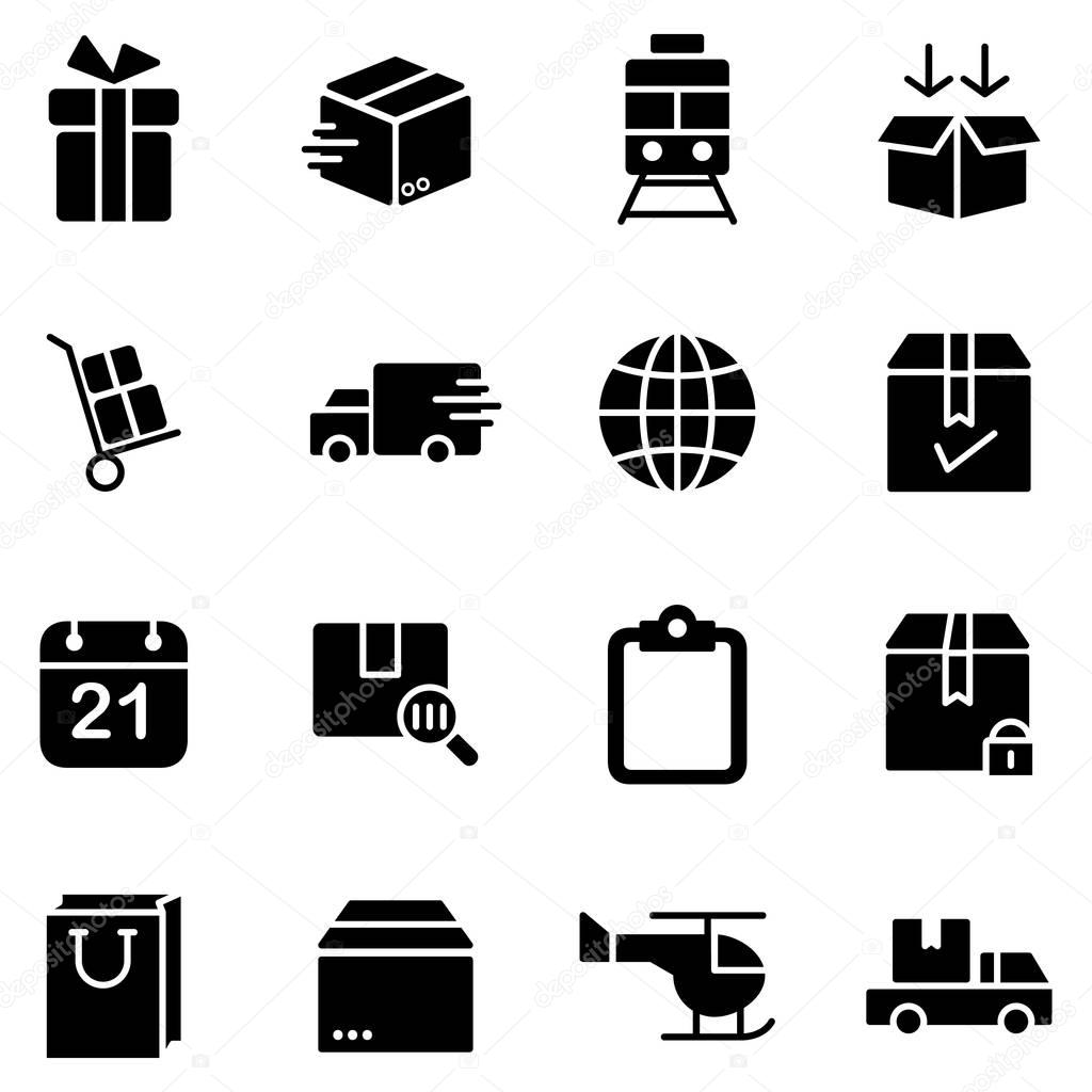 Simple icons related to shipping and logistics. Express Delivery, Fast Delivery, Tracking Order.