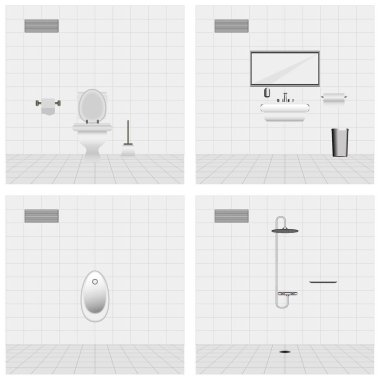 Tuvalet ve banyo için iç mekan seti.