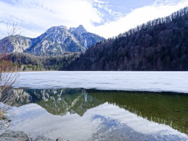 Schwansee Gölü Hohenschwangau, Alpler, Bavyera, Almanya
